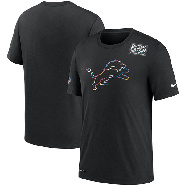 Men's Detroit Lions 2020 Black Sideline Crucial Catch Performance NFL T-Shirt